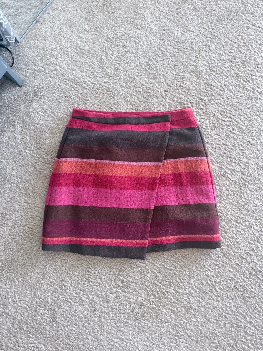 LOFT Striped Wrap Mini Skirt in Pink and Brown